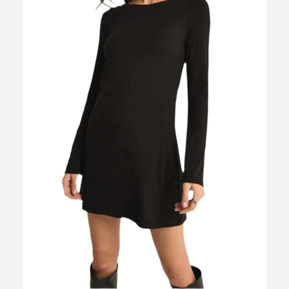 Z Supply Lola Mini Black Long Sleeve Dress Womens Size Medium Classic Modern - Picture 1 of 10
